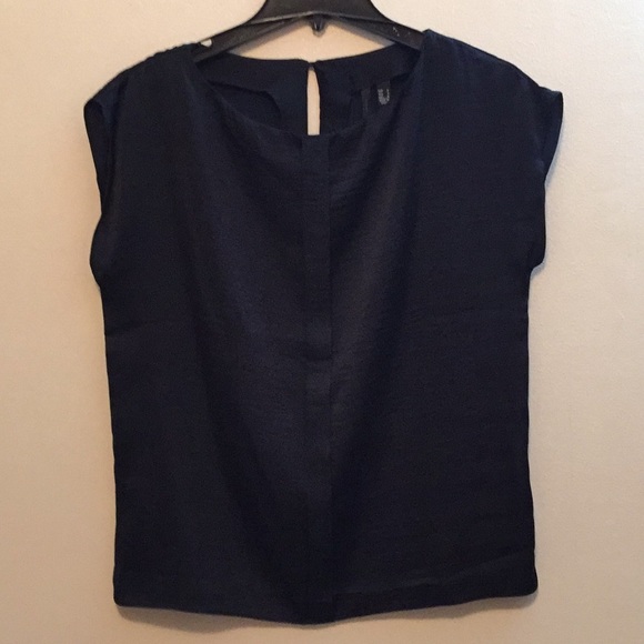 Mango Tops - Mango Women Cap Sleeve Top Blouse Navy Size S